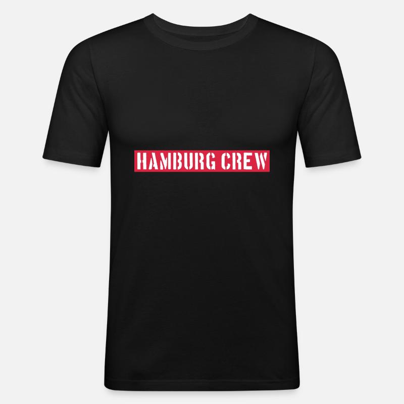 Hamburg Crew - Männer Slim Fit T-Shirt - Schwarz