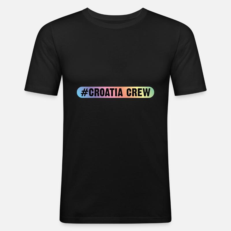 Croatia Crew - Männer Slim Fit T-Shirt - Schwarz