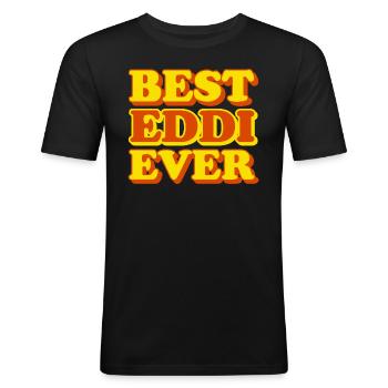 Eddi Prénom Drôle de cadeau - T-shirt près du corps Homme - noir - Devant - Nik (191cm)