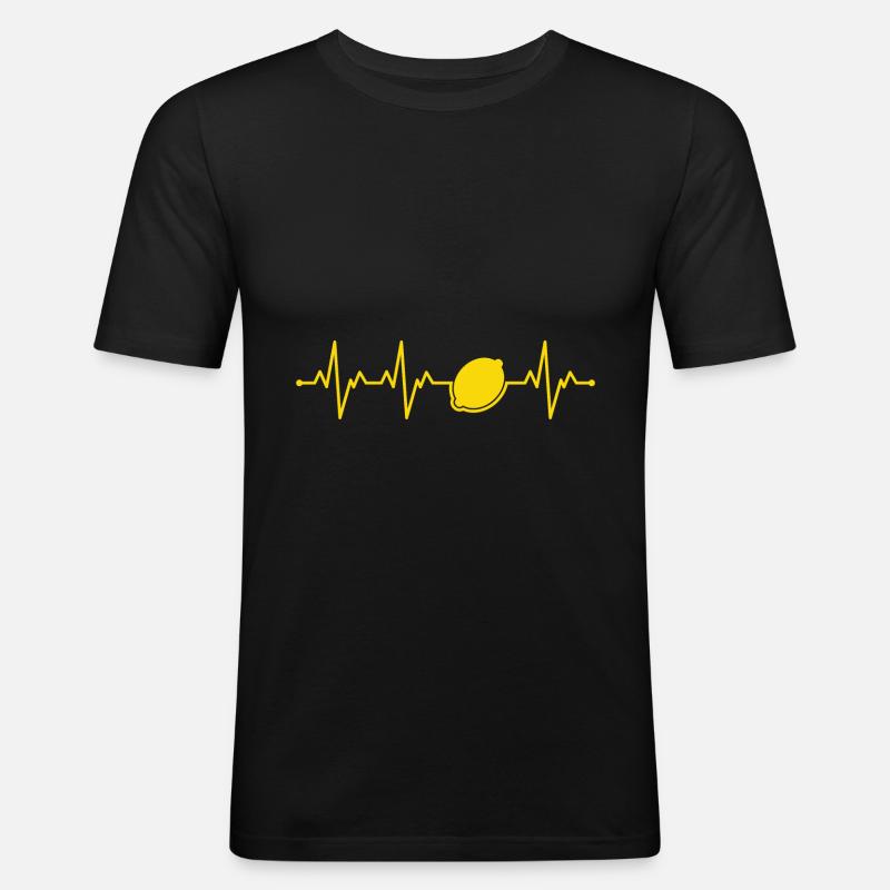 Zitrone - Männer Slim Fit T-Shirt - Schwarz
