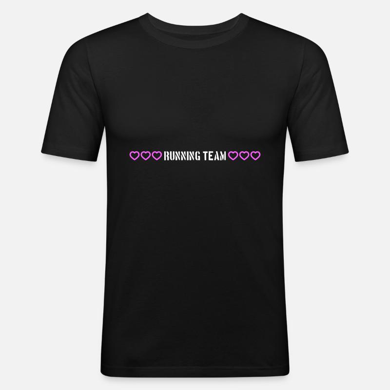 Running Team herzchen - Männer Slim Fit T-Shirt - Schwarz