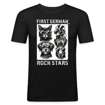 Bremer Stadtmusikanten Deutsche Märchen - Männer Slim Fit T-Shirt - Schwarz - Vorne - Nik (191cm)