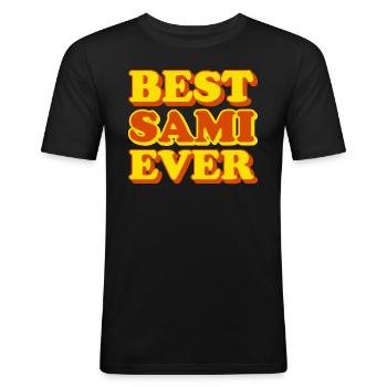 Sami first name, funny gift - Men's Slim Fit T-Shirt - black - Front - Nik (191cm)