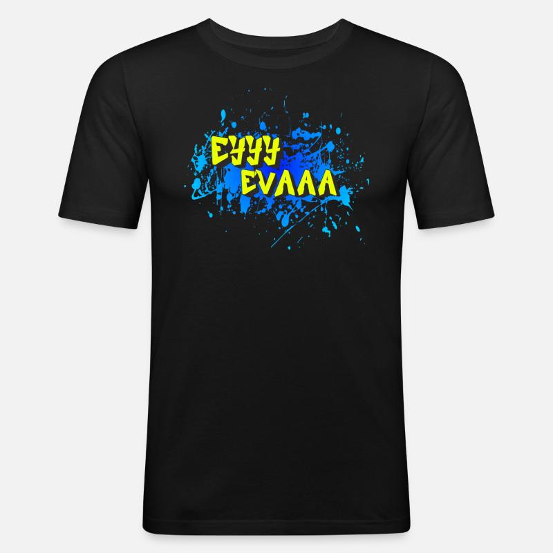 Eyyy Evaaa - Männer Slim Fit T-Shirt - Schwarz