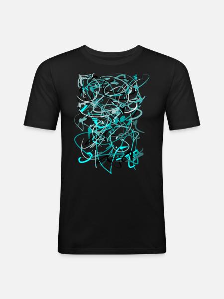 Teal Background - Abstract - Men's Slim Fit T-Shirt - black