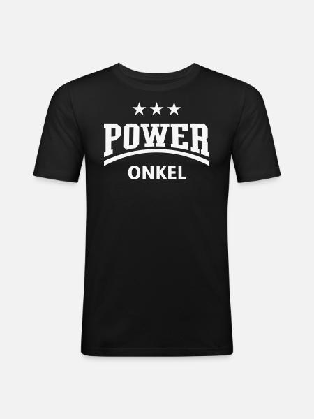 Power Onkel (Poweronkel / White) - Männer Slim Fit T-Shirt - Schwarz