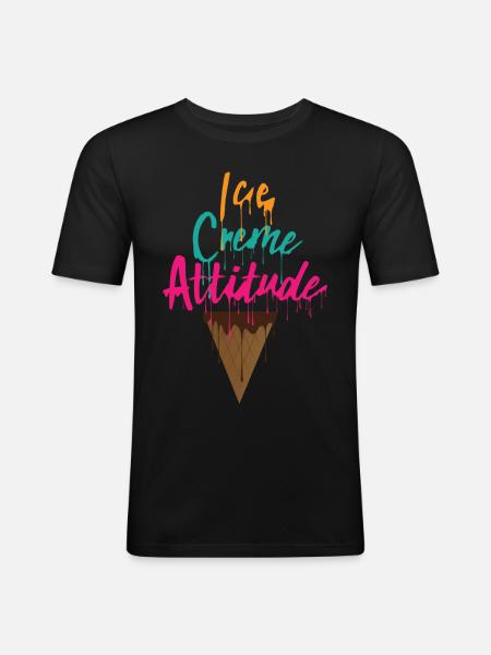 Eis Attitude - Männer Slim Fit T-Shirt - Schwarz