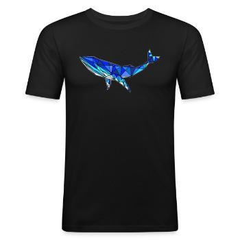 Geometrischer Wal - Abstrakte Meeressäuger - Männer Slim Fit T-Shirt - Schwarz - Vorne - Nik (191cm)