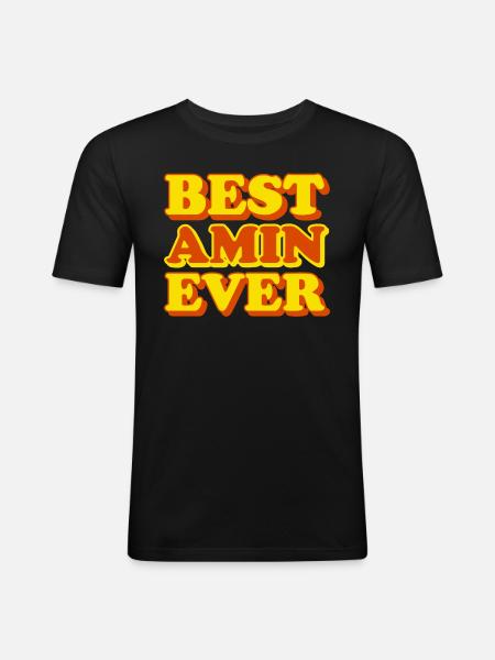 Amin First Name Funny Gift - Men's Slim Fit T-Shirt - black