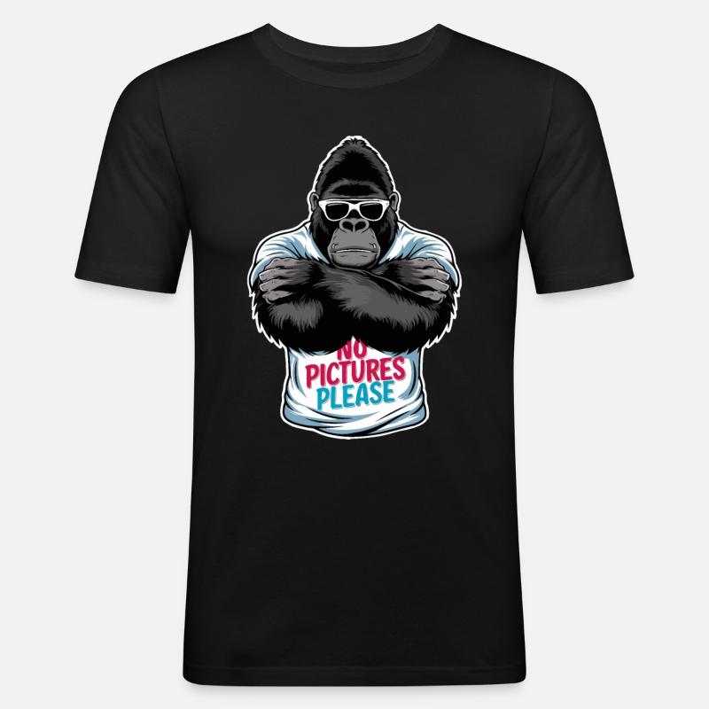 Keine Bilder bitte - Männer Slim Fit T-Shirt - Schwarz