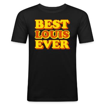 Drôle de cadeau avec prénom Louis - T-shirt près du corps Homme - noir - Devant - Nik (191cm)
