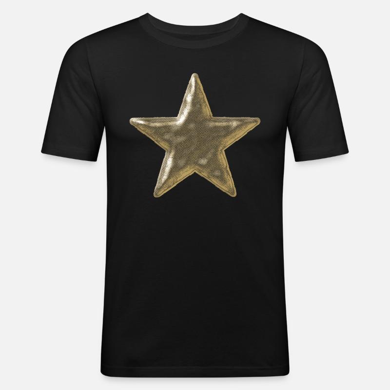 Stern Khaki - Männer Slim Fit T-Shirt - Schwarz