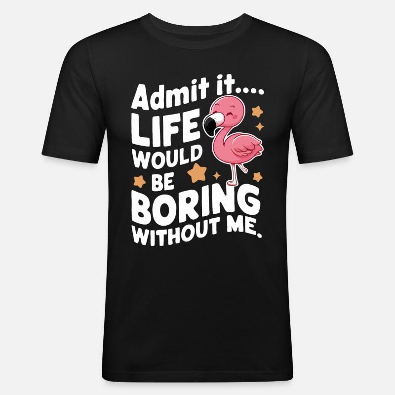 Flamingo Tier Rosa - Männer Slim Fit T-Shirt - Schwarz
