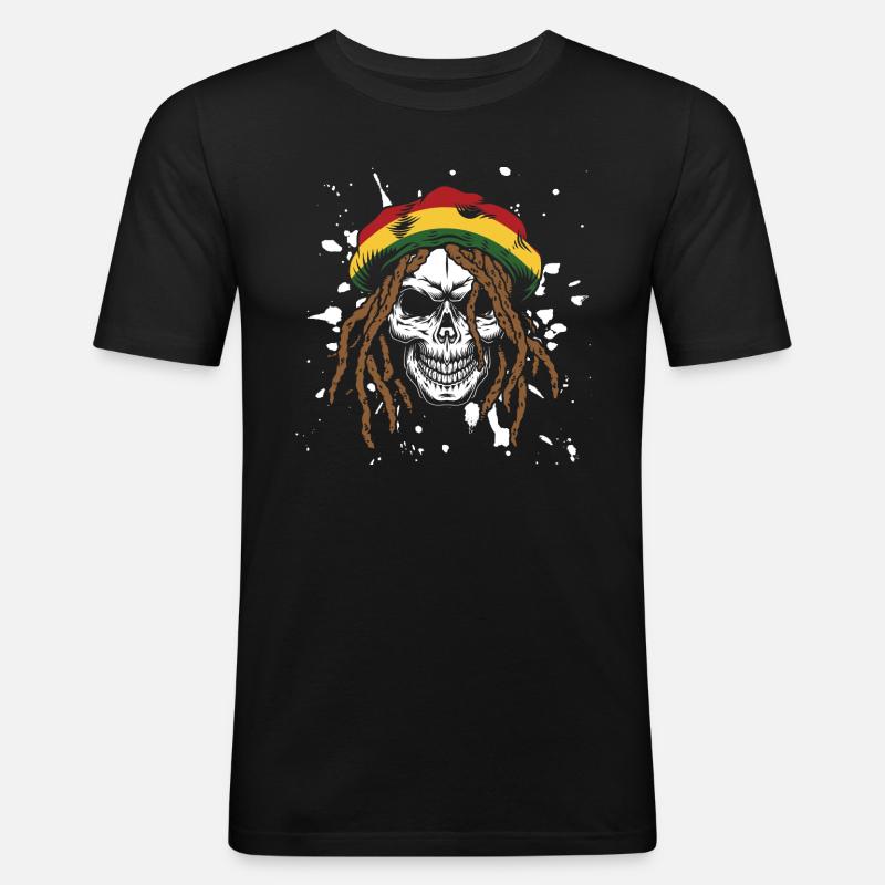 Reggae - Männer Slim Fit T-Shirt - Schwarz