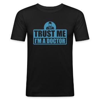 Docteur - T-shirt près du corps Homme - noir - Devant - Nik (191cm)