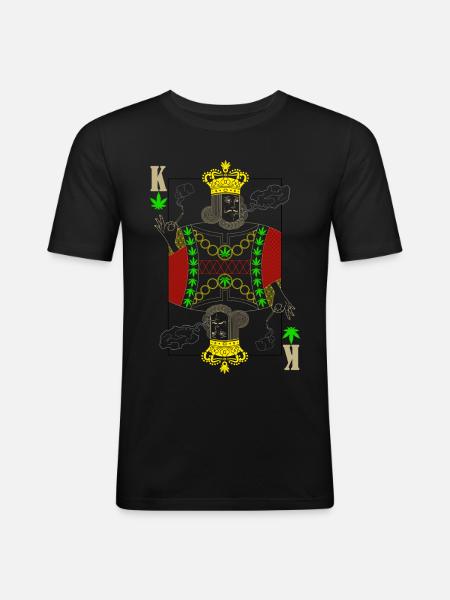 Cannabis reggae king playing card - Men's Slim Fit T-Shirt - black