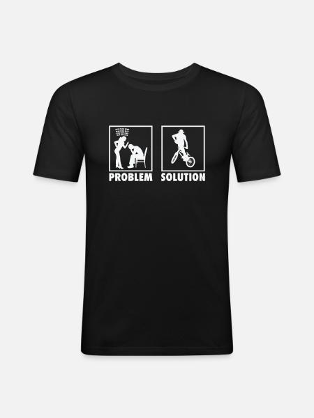 BMX Bikers Statement Problem Solution. - Männer Slim Fit T-Shirt - Schwarz
