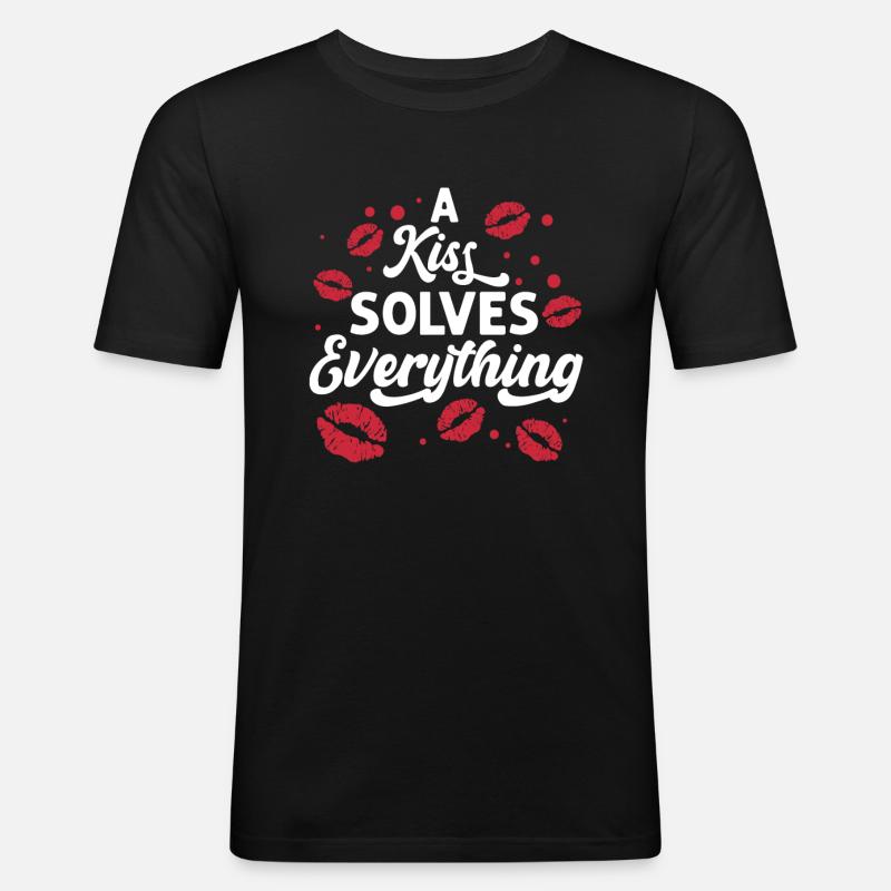 Problem Kissing Solution Relationship Partners - Men's Slim Fit T-Shirt - black