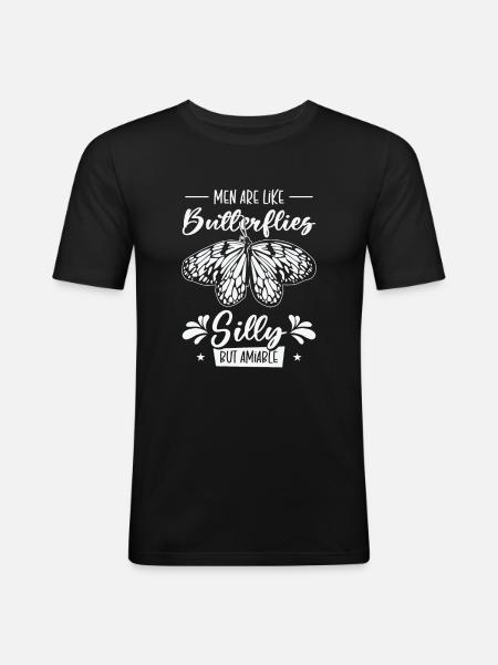 Papillon céleste Silly Men - T-shirt près du corps Homme - noir