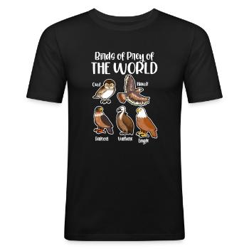 Oiseaux de proie du monde - T-shirt près du corps Homme - noir - Devant - Nik (191cm)