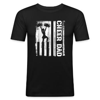 Cheerleader Proud Cheer Dad Cheerleading US Flagge - Männer Slim Fit T-Shirt - Schwarz - Vorne - Nik (191cm)