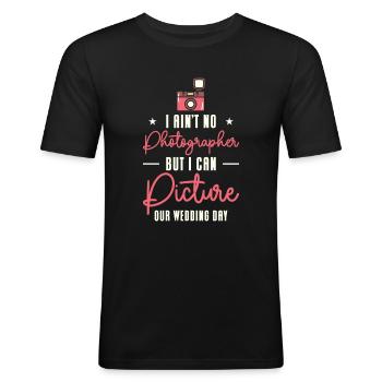 Couple Camera Romance Wedding Day Pick Up Lines - Men's Slim Fit T-Shirt - black - Front - Nik (191cm)