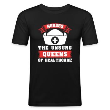 Internationaler Frauentag Pflegekönigin - Männer Slim Fit T-Shirt - Schwarz - Vorne - Nik (191cm)