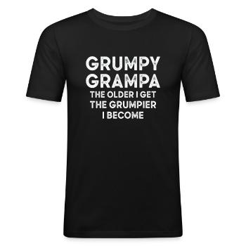 Grumpy Grandpa Vintage Typographie Vieille personne - T-shirt près du corps Homme - noir - Devant - Nik (191cm)