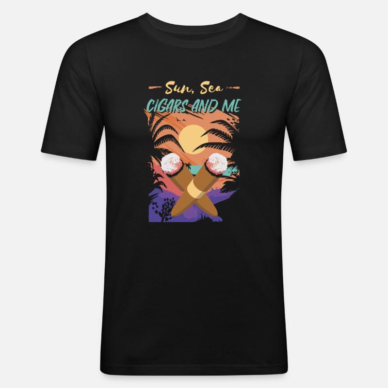 Zigarre Rauchen Zigarren Raucher - Männer Slim Fit T-Shirt - Schwarz