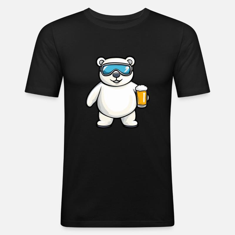 Eisbär Apres Ski Bier Comic - Männer Slim Fit T-Shirt - Schwarz