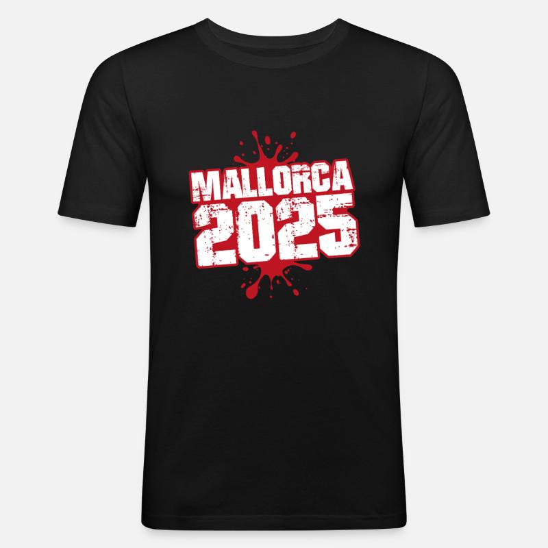 Mallorca 2025 Klecks - Männer Slim Fit T-Shirt - Schwarz