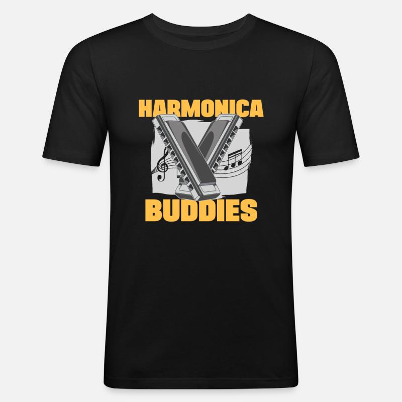 Harmonica Buddies Harmonicist Gift Idea - Männer Slim Fit T-Shirt - Schwarz