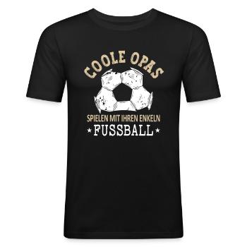 Opa Enkel Fußball - Männer Slim Fit T-Shirt - Schwarz - Vorne - Nik (191cm)