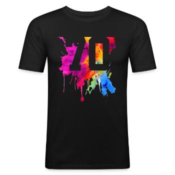 70 ANS 70 ANNIVERSAIRE - T-shirt près du corps Homme - noir - Devant - Nik (191cm)