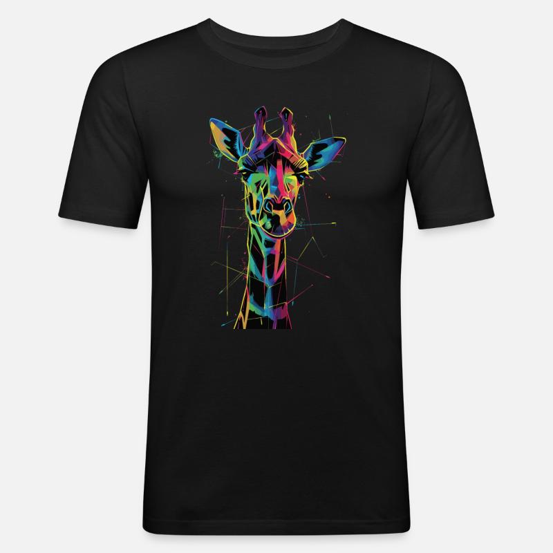 Giraffe - Männer Slim Fit T-Shirt - Schwarz