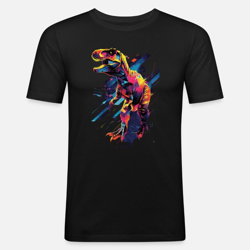 T-Rex - Männer Slim Fit T-Shirt - Schwarz