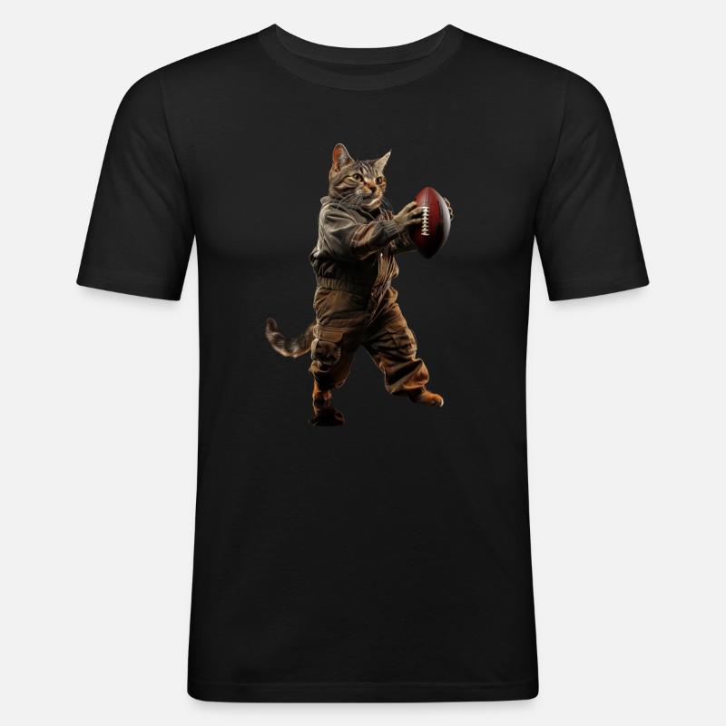Katze - Männer Slim Fit T-Shirt - Schwarz