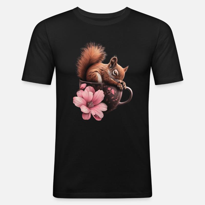 Eichhörnchen - Männer Slim Fit T-Shirt - Schwarz