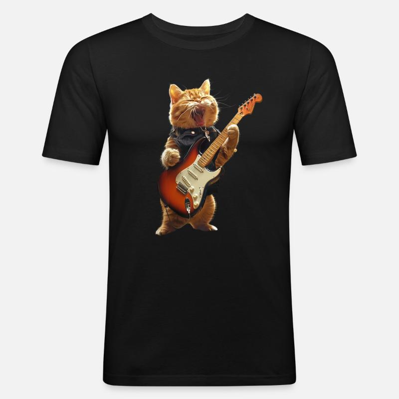 Chat - T-shirt près du corps Homme - noir