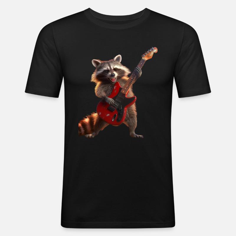 Waschbär - Männer Slim Fit T-Shirt - Schwarz