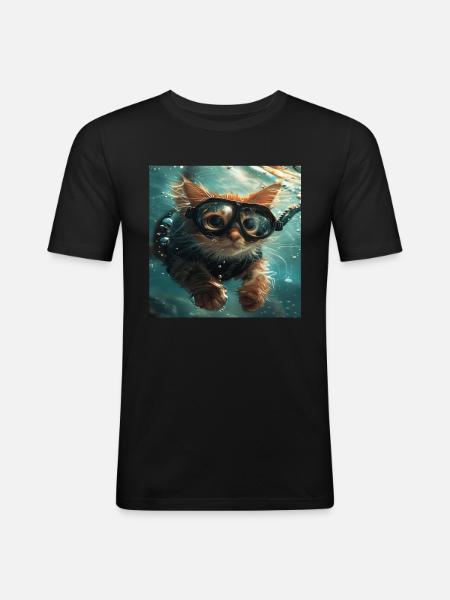 Cat - Men's Slim Fit T-Shirt - black