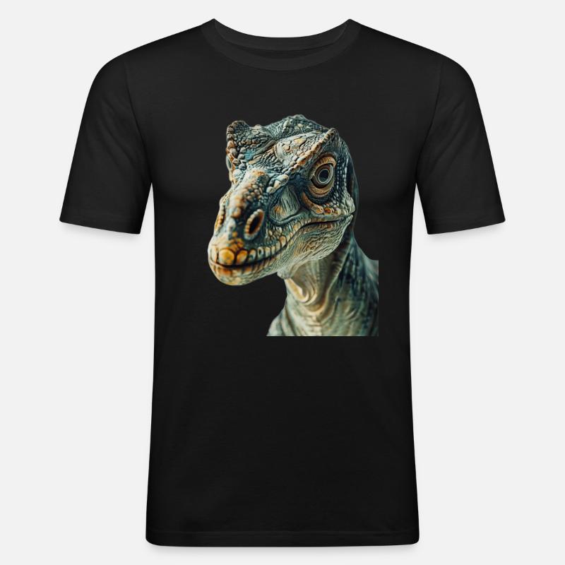 Dinosaurier - Männer Slim Fit T-Shirt - Schwarz
