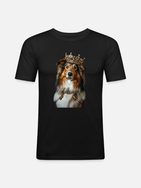 Shetland Sheepdog - Männer Slim Fit T-Shirt - Schwarz