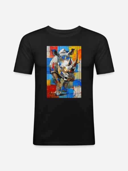 Nashorn - Männer Slim Fit T-Shirt - Schwarz