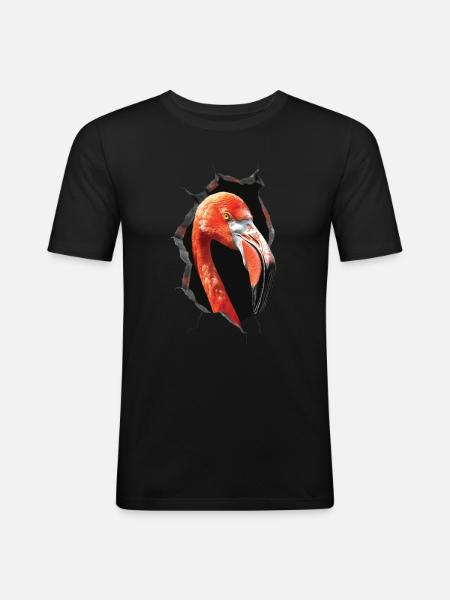 Flamingo - Männer Slim Fit T-Shirt - Schwarz