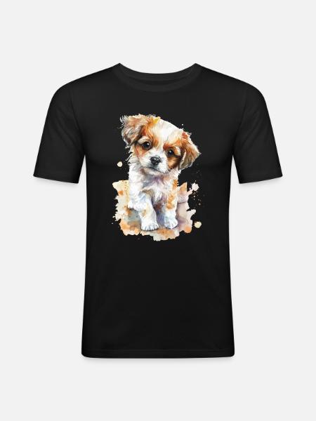 Chien - T-shirt près du corps Homme - noir