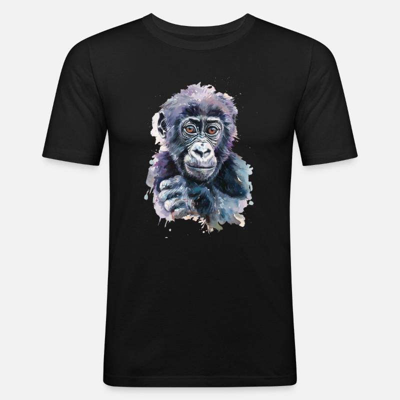 Gorilla - Männer Slim Fit T-Shirt - Schwarz