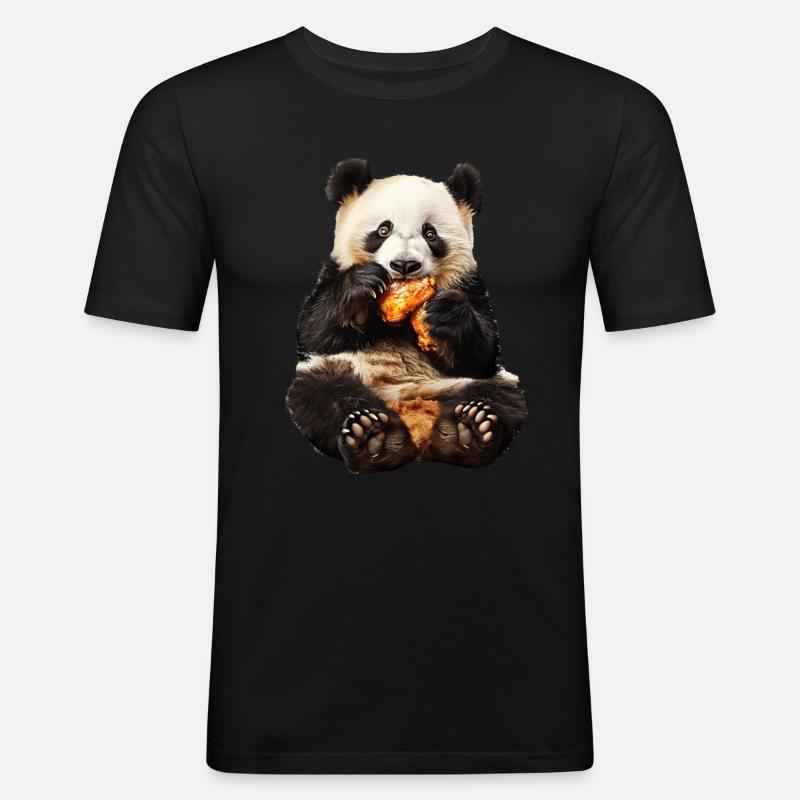 Panda - Männer Slim Fit T-Shirt - Schwarz