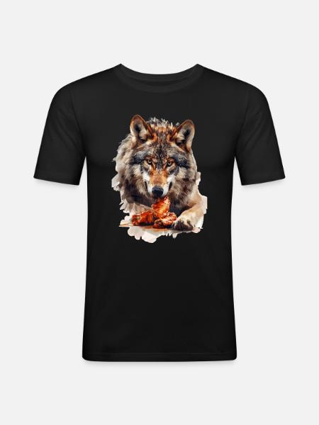 Wolf - Men's Slim Fit T-Shirt - black