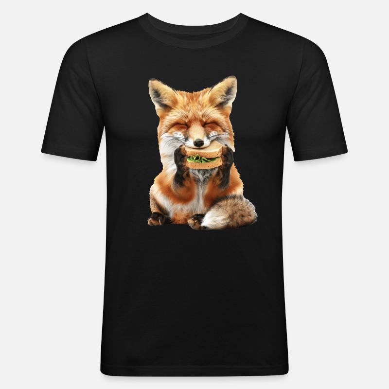 Fuchs - Männer Slim Fit T-Shirt - Schwarz